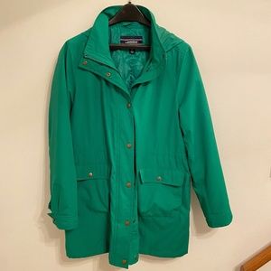 Green Land's End Long Women's Hooded Rain Jacket Coat size L